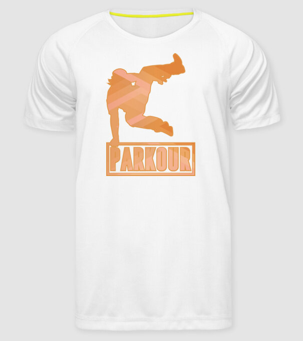 Tricou Parkour cu inscripție model alb pe tricou