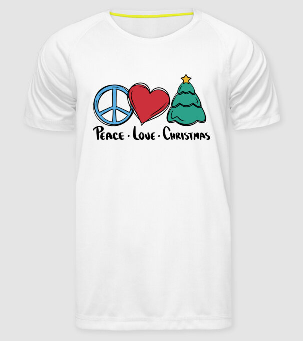 Peace Love Crăciun model alb pe tricou