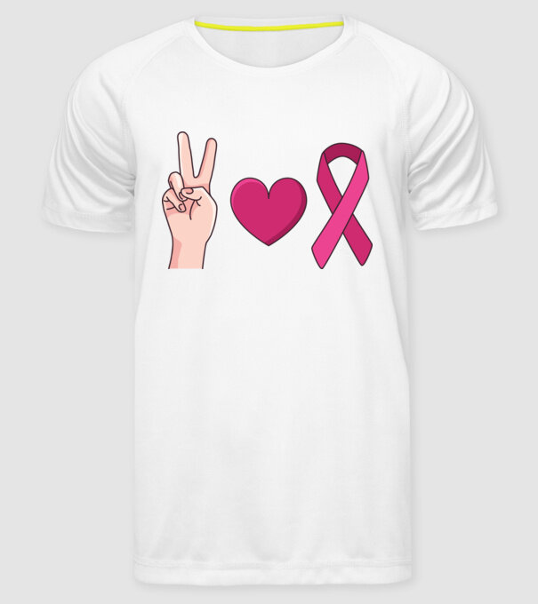 Peace Love lupta împotriva cancerului de sân model alb pe tricou