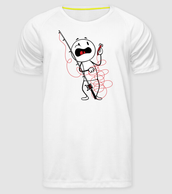 Încurcătură pescar model alb pe tricou