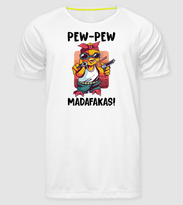Pew Pew Pew Madafakas Pui alb model alb pe tricou