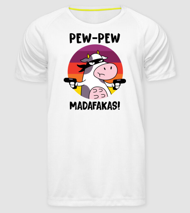 Pew Pew Pew Madafakas Vacă alb model alb pe tricou