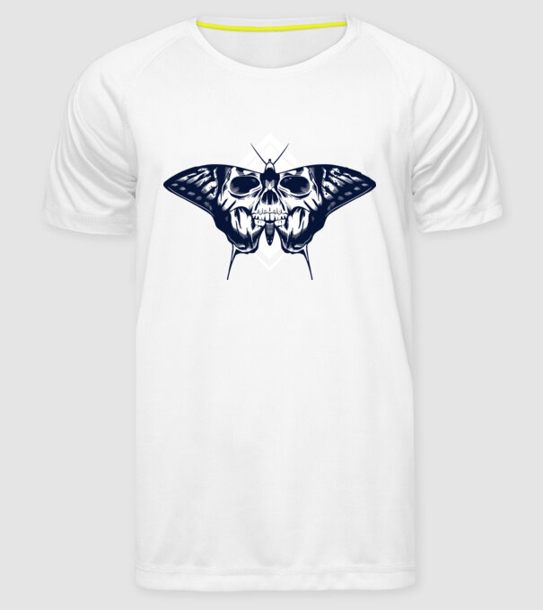 Craniu fluture model alb pe tricou