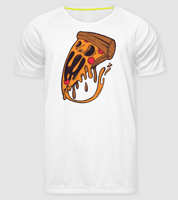 Pizza Horror model alb pe tricou