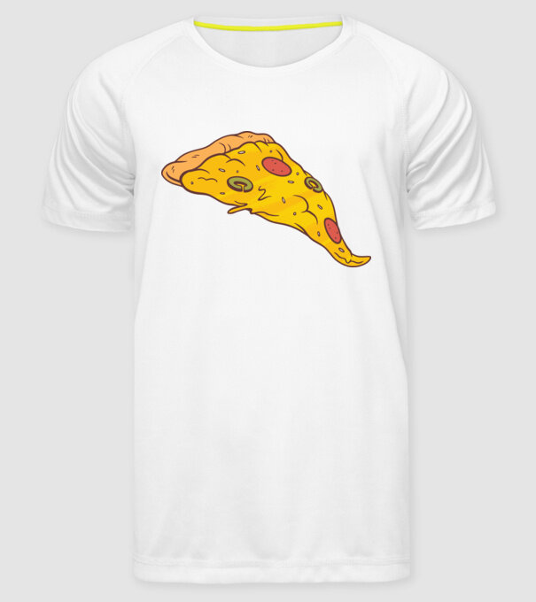 Felie de pizza Cuplu model alb pe tricou