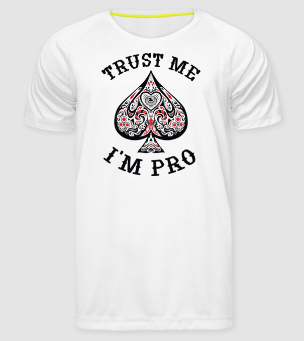 Jucător profesionist de poker model alb pe tricou