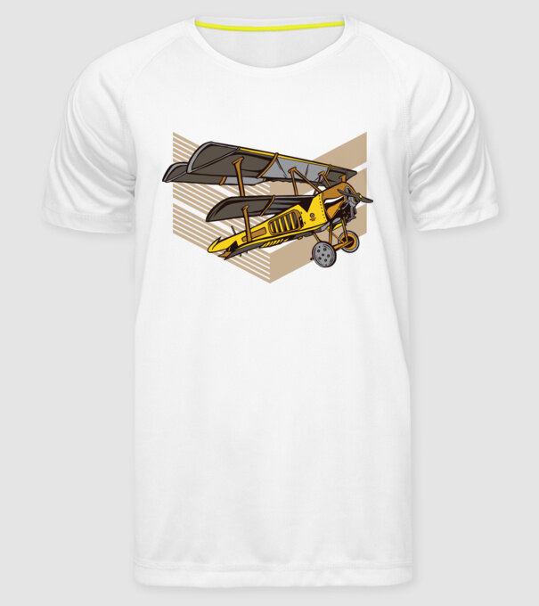 Avion cu elice model alb pe tricou