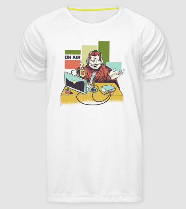 Yeti cu Radio model alb pe tricou