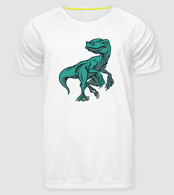 Dinozaur Raptor model alb pe tricou