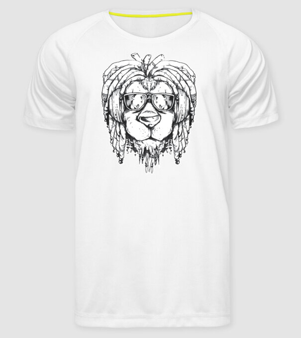 Leu Dreadlock model alb pe tricou