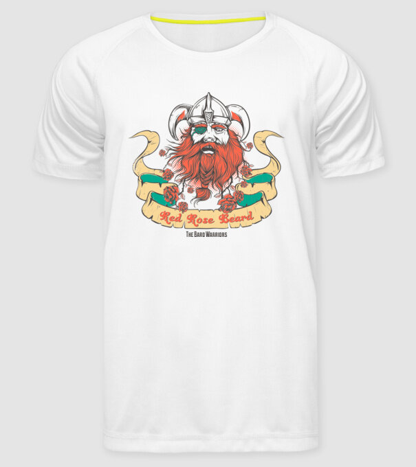 Red Rose Beards - Războinic Barbă model alb pe tricou