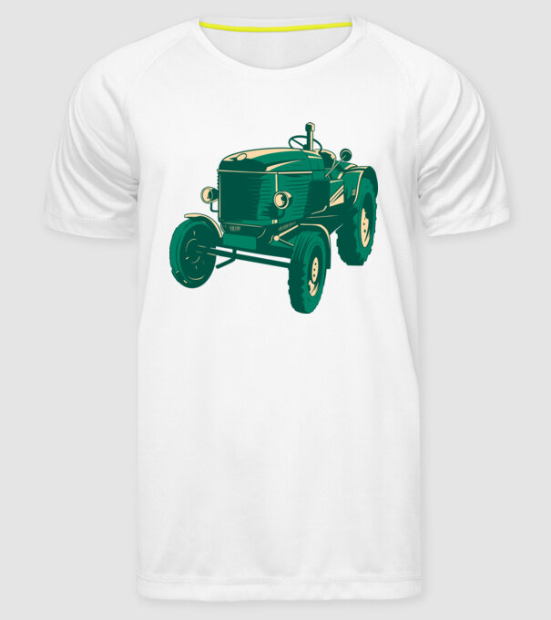 Tractor vechi model alb pe tricou