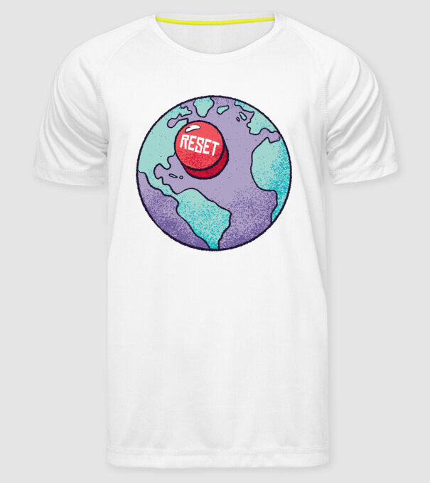 Reset Pământ model alb pe tricou
