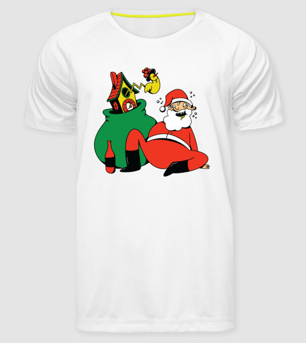 Moș Crăciun beat model alb pe tricou