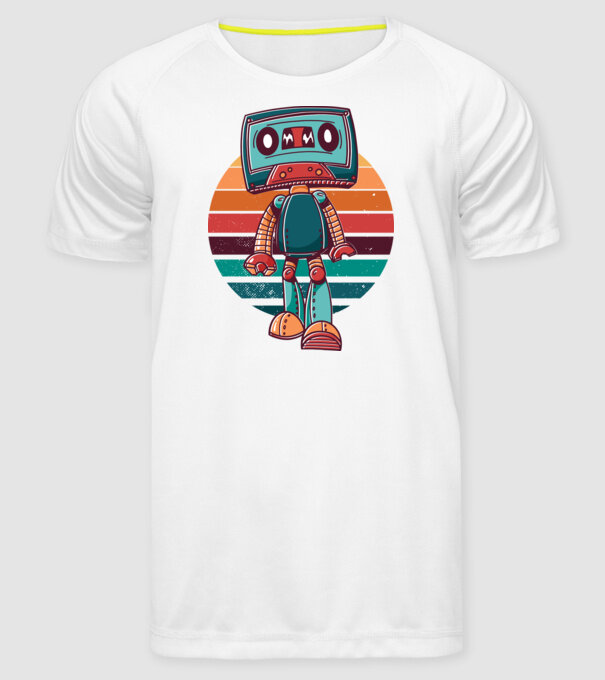 Robot Casetă retro model alb pe tricou