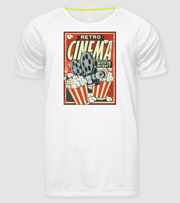 Afiș cinema retro model alb pe tricou