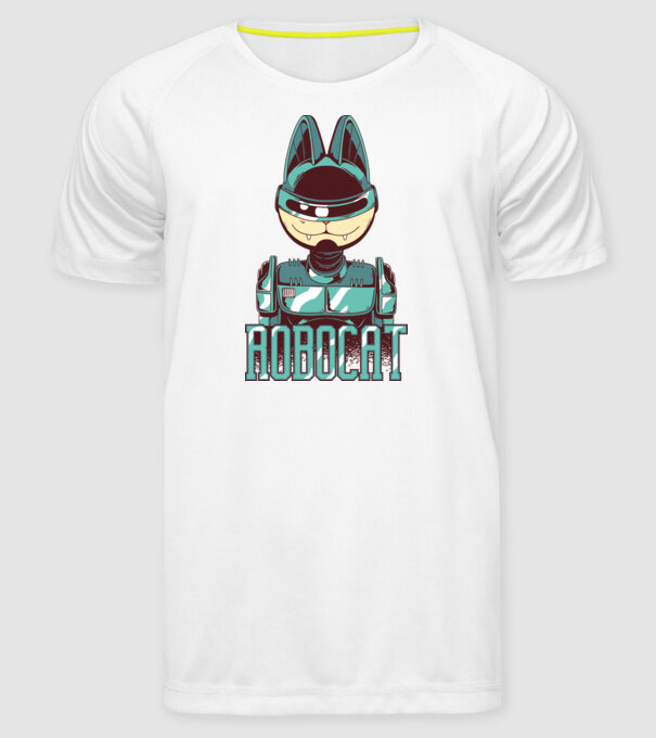 Robocat - Pisică Robot model alb pe tricou