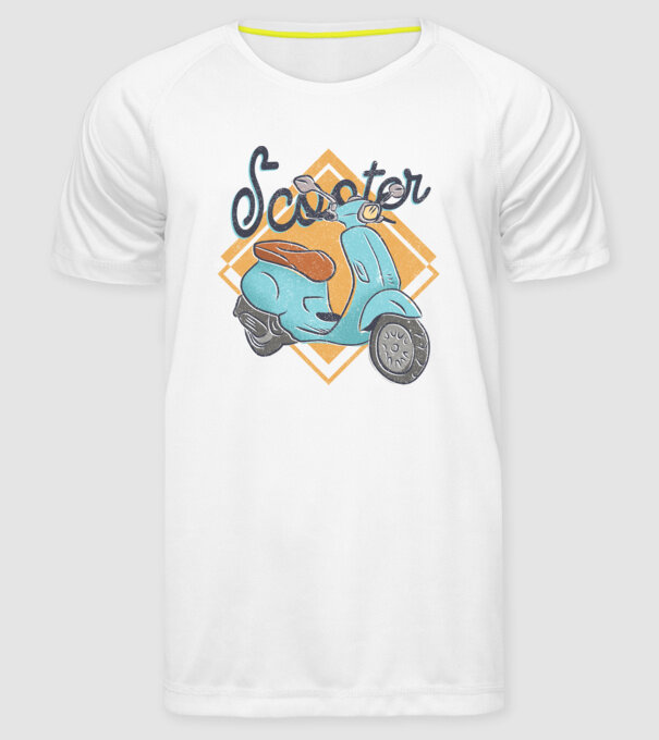 Scooter model alb pe tricou