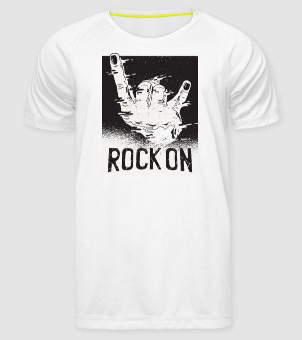 Rock On model alb pe tricou