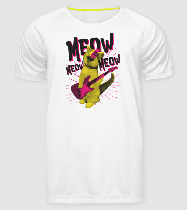 Pisică Rocker Meow model alb pe tricou