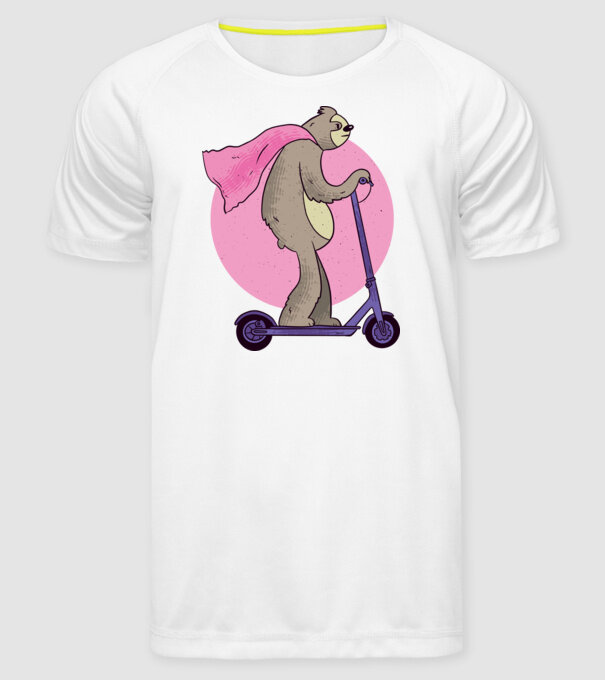 Leneș cu Trotinetă model alb pe tricou