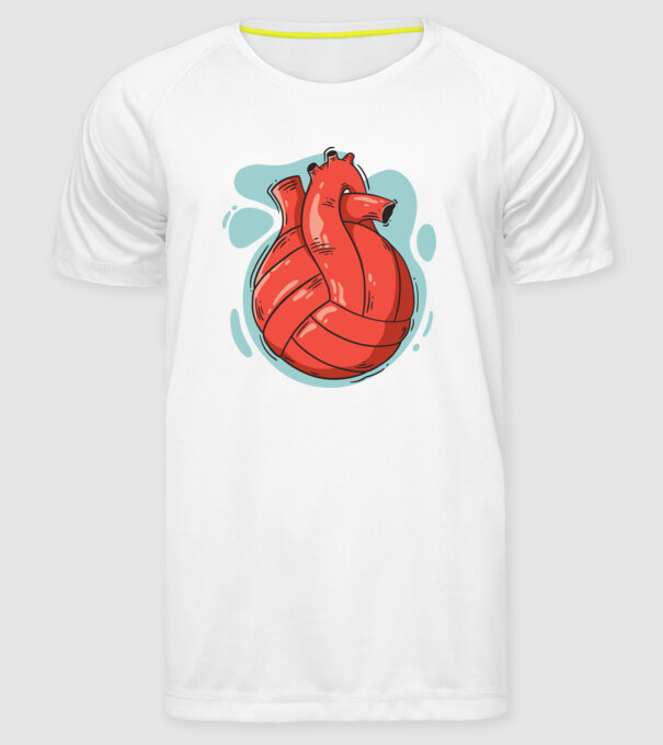 Inimă volei model alb pe tricou