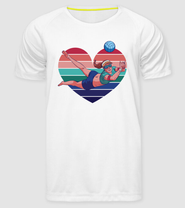 voleibalist retro model alb pe tricou