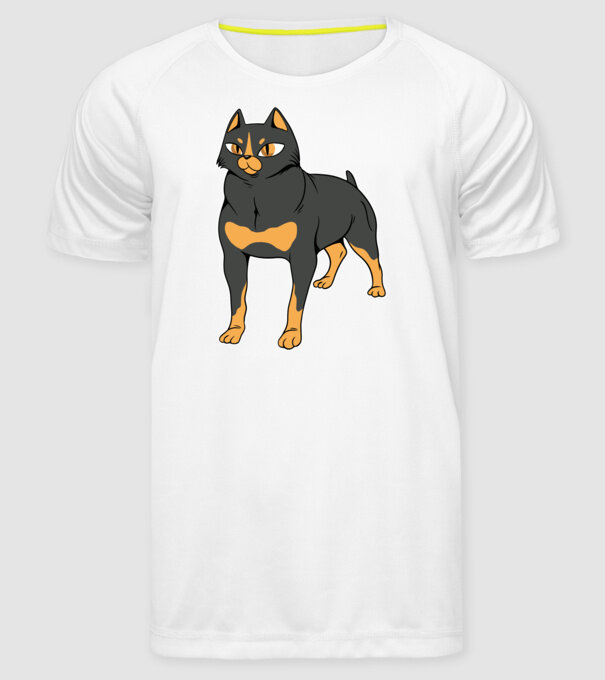 Rottweiler pisică model alb pe tricou