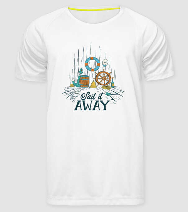 Sail it away model alb pe tricou