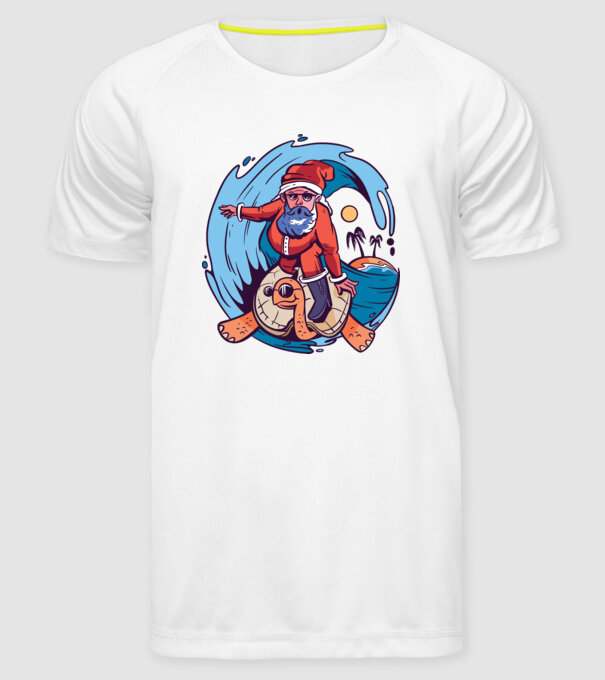 Santa Surf model alb pe tricou