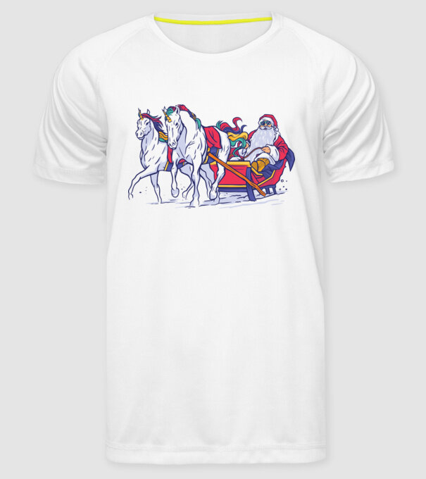 Santa Unicorn Moș Crăciun model alb pe tricou