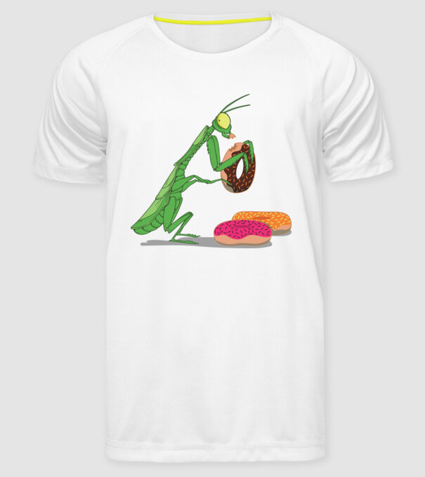 Lăcustă cu gogoașă model alb pe tricou