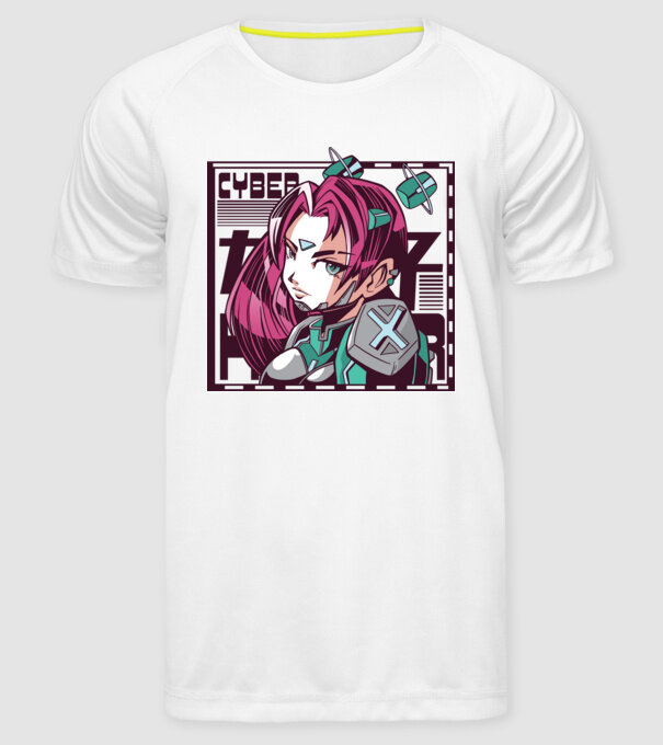 Anime fată Sci-fi model alb pe tricou