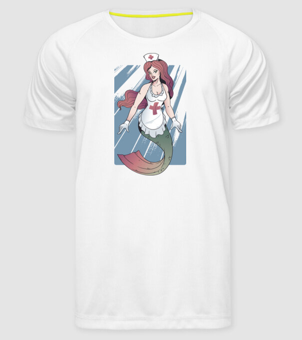 Infirmieră sirenă model alb pe tricou