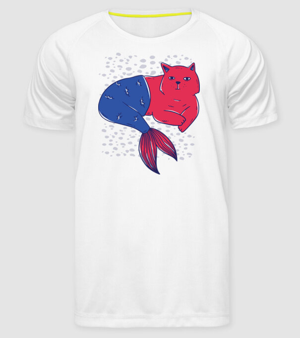 Pisică Sirenă model alb pe tricou
