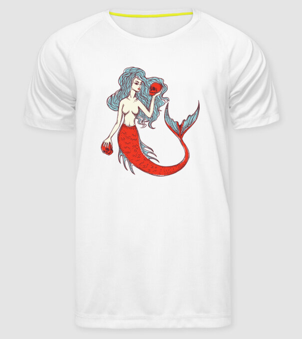 Sirenă cu craniu model alb pe tricou