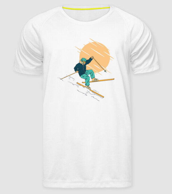 Căzătură schior model alb pe tricou