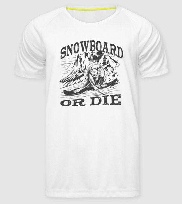 Maimuță Snowboarder model alb pe tricou