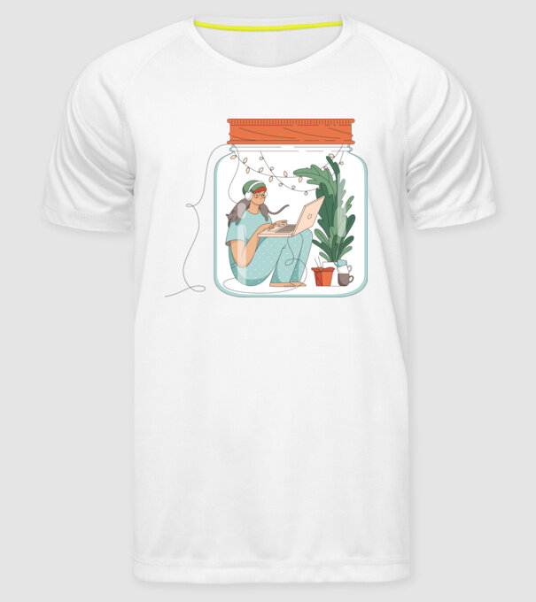 Fată Social Distancing model alb pe tricou