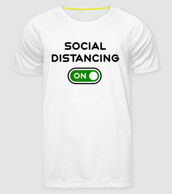 Social distancing on model alb pe tricou