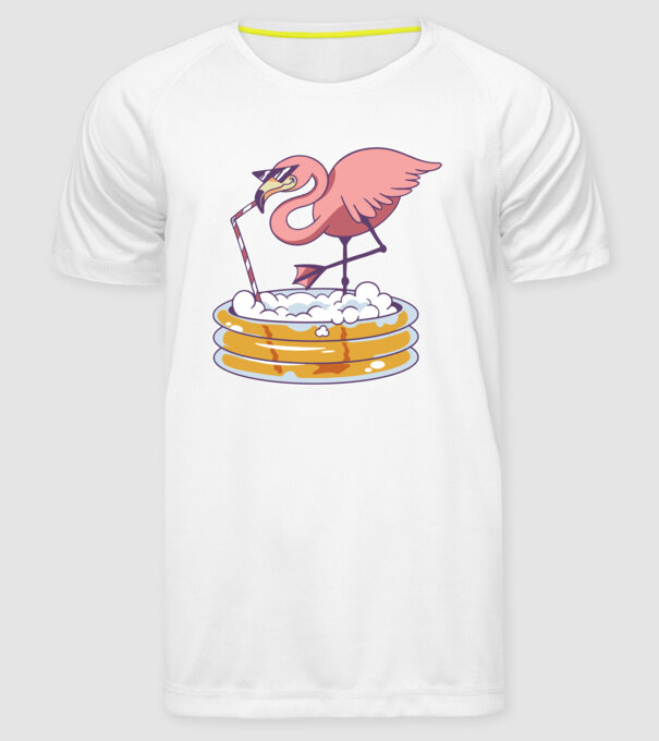 Flamingo cu bere model alb pe tricou