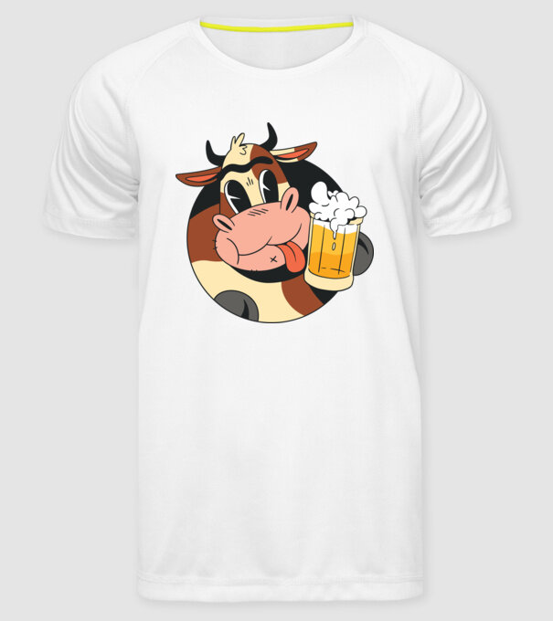 Vacă cu bere model alb pe tricou