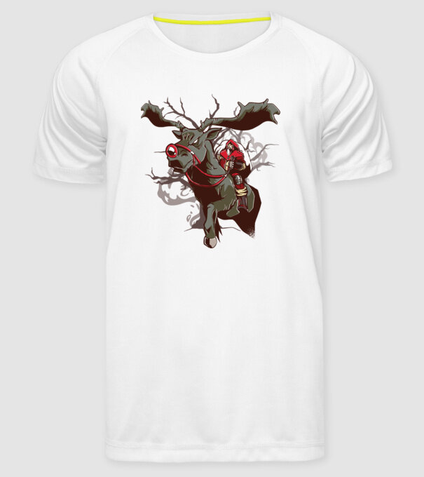 Cavaler Moș Crăciun pe ren model alb pe tricou