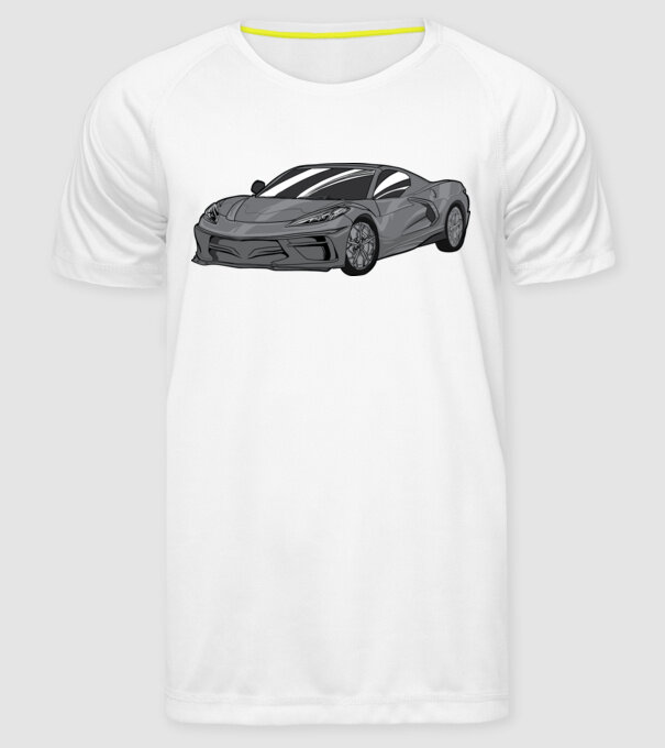 Mașină sport model alb pe tricou