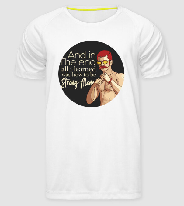 Strong alone model alb pe tricou