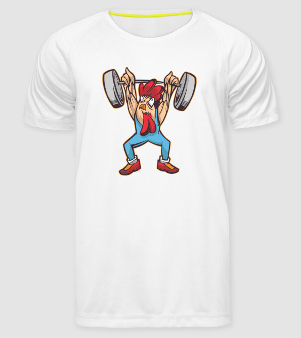 Pui Halterofil model alb pe tricou