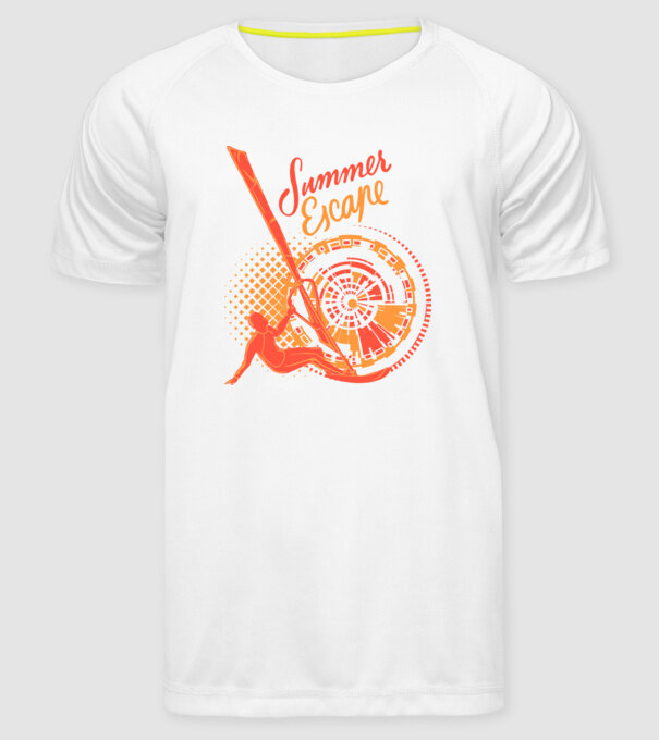Summer Escape Surf model alb pe tricou