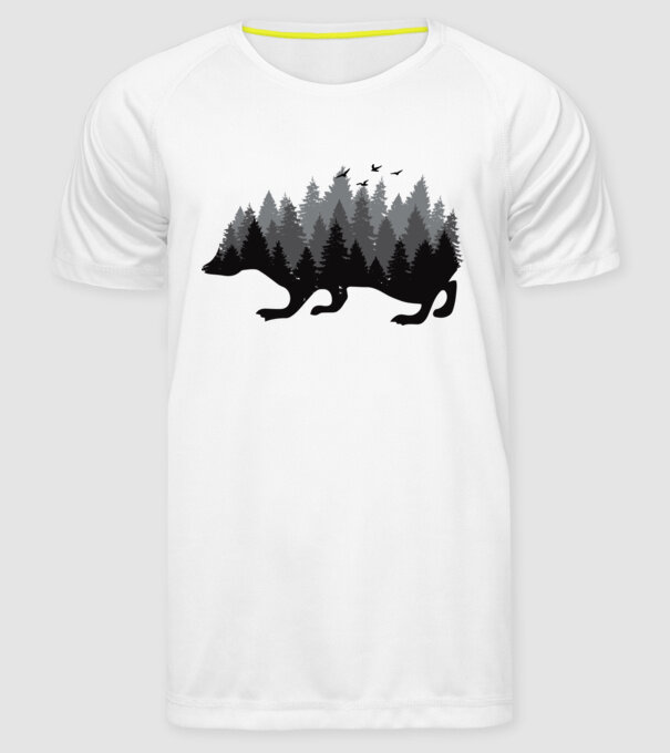Siluetă Arici model alb pe tricou