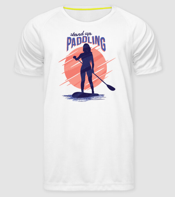 Tricou SUP Stand Up Paddle model alb pe tricou