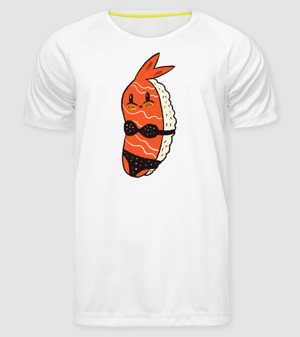 Sushi în bikini model alb pe tricou
